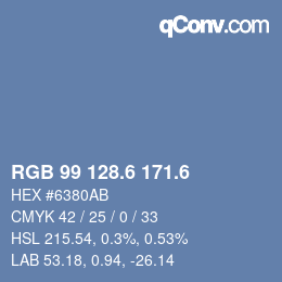 カラーコード: RGB 99 128.6 171.6 | qconv.com