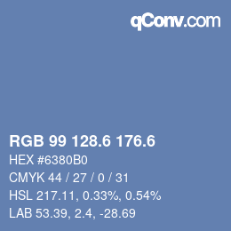カラーコード: RGB 99 128.6 176.6 | qconv.com