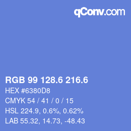 カラーコード: RGB 99 128.6 216.6 | qconv.com