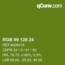 Color code: RGB 99 128 24 | qconv.com