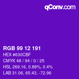 Color code: RGB 99 12 191 | qconv.com