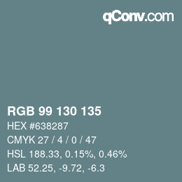 Code couleur: RGB 99 130 135 | qconv.com