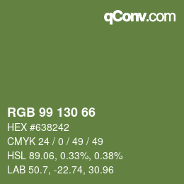 Color code: RGB 99 130 66 | qconv.com