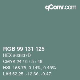 カラーコード: RGB 99 131 125 | qconv.com
