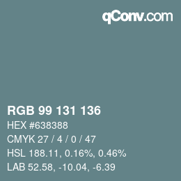 Color code: RGB 99 131 136 | qconv.com