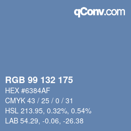 Color code: RGB 99 132 175 | qconv.com
