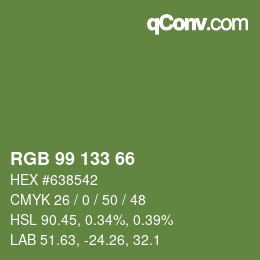 Code couleur: RGB 99 133 66 | qconv.com
