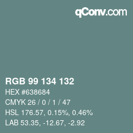 Color code: RGB 99 134 132 | qconv.com