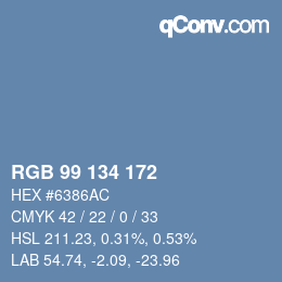 Color code: RGB 99 134 172 | qconv.com