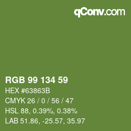 Color code: RGB 99 134 59 | qconv.com