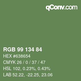 Color code: RGB 99 134 84 | qconv.com