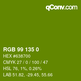 Color code: RGB 99 135 0 | qconv.com