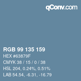 Farbcode: RGB 99 135 159 | qconv.com