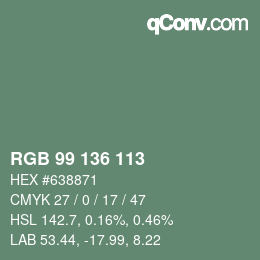 Color code: RGB 99 136 113 | qconv.com