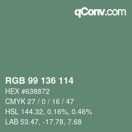 Farbcode: RGB 99 136 114 | qconv.com