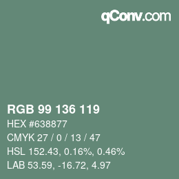 Farbcode: RGB 99 136 119 | qconv.com