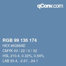 Color code: RGB 99 136 174 | qconv.com