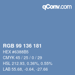 Color code: RGB 99 136 181 | qconv.com