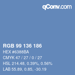 Color code: RGB 99 136 186 | qconv.com