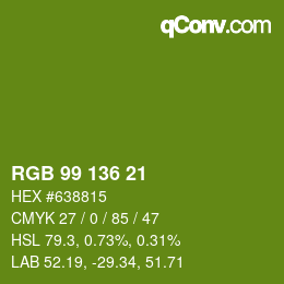Color code: RGB 99 136 21 | qconv.com
