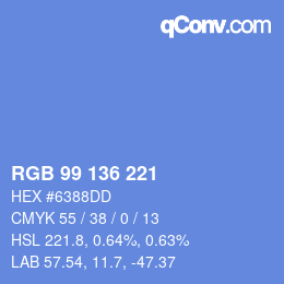 Color code: RGB 99 136 221 | qconv.com