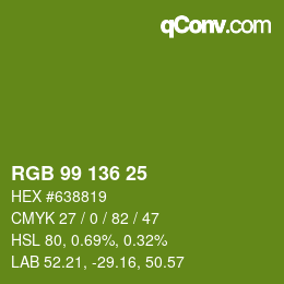 Color code: RGB 99 136 25 | qconv.com