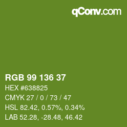 Color code: RGB 99 136 37 | qconv.com