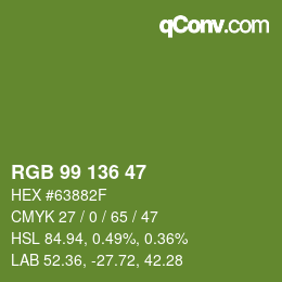 Color code: RGB 99 136 47 | qconv.com