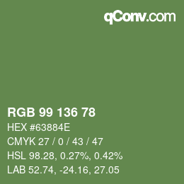 Color code: RGB 99 136 78 | qconv.com