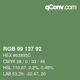 颜色代码: RGB 99 137 92 | qconv.com