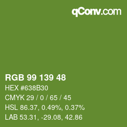 颜色代码: RGB 99 139 48 | qconv.com