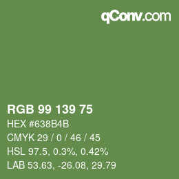 颜色代码: RGB 99 139 75 | qconv.com
