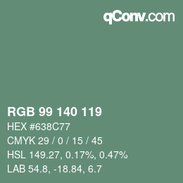 Color code: RGB 99 140 119 | qconv.com