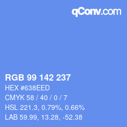 Farbcode: RGB 99 142 237 | qconv.com