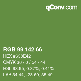 Color code: RGB 99 142 66 | qconv.com