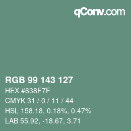 Código de color: RGB 99 143 127 | qconv.com