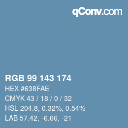 Color code: RGB 99 143 174 | qconv.com