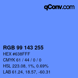 Color code: RGB 99 143 255 | qconv.com