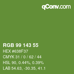 Color code: RGB 99 143 55 | qconv.com