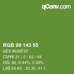カラーコード: RGB 99 143 55 | qconv.com