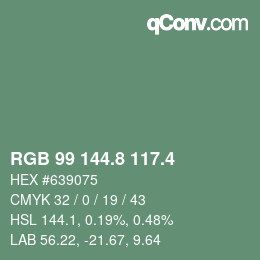 カラーコード: RGB 99 144.8 117.4 | qconv.com
