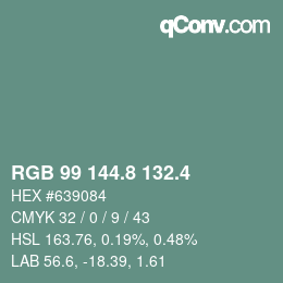 カラーコード: RGB 99 144.8 132.4 | qconv.com
