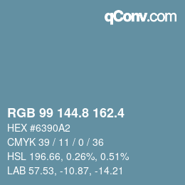 カラーコード: RGB 99 144.8 162.4 | qconv.com