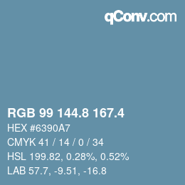 カラーコード: RGB 99 144.8 167.4 | qconv.com
