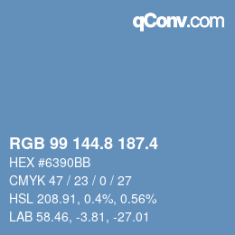 カラーコード: RGB 99 144.8 187.4 | qconv.com