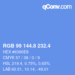 カラーコード: RGB 99 144.8 232.4 | qconv.com