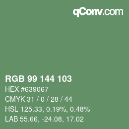Color code: RGB 99 144 103 | qconv.com