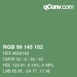 Color code: RGB 99 145 102 | qconv.com