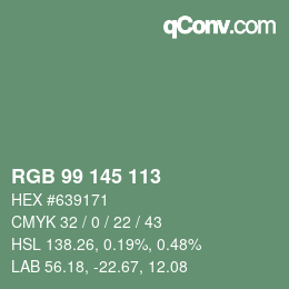 Color code: RGB 99 145 113 | qconv.com