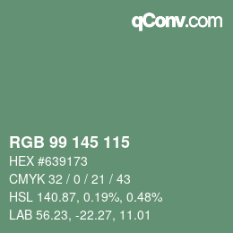 Color code: RGB 99 145 115 | qconv.com